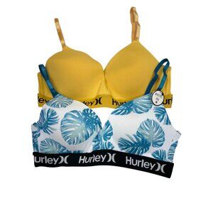 HURLEY 2‎ PACK WIRE FREE BRA PRINT /SOLID NWT